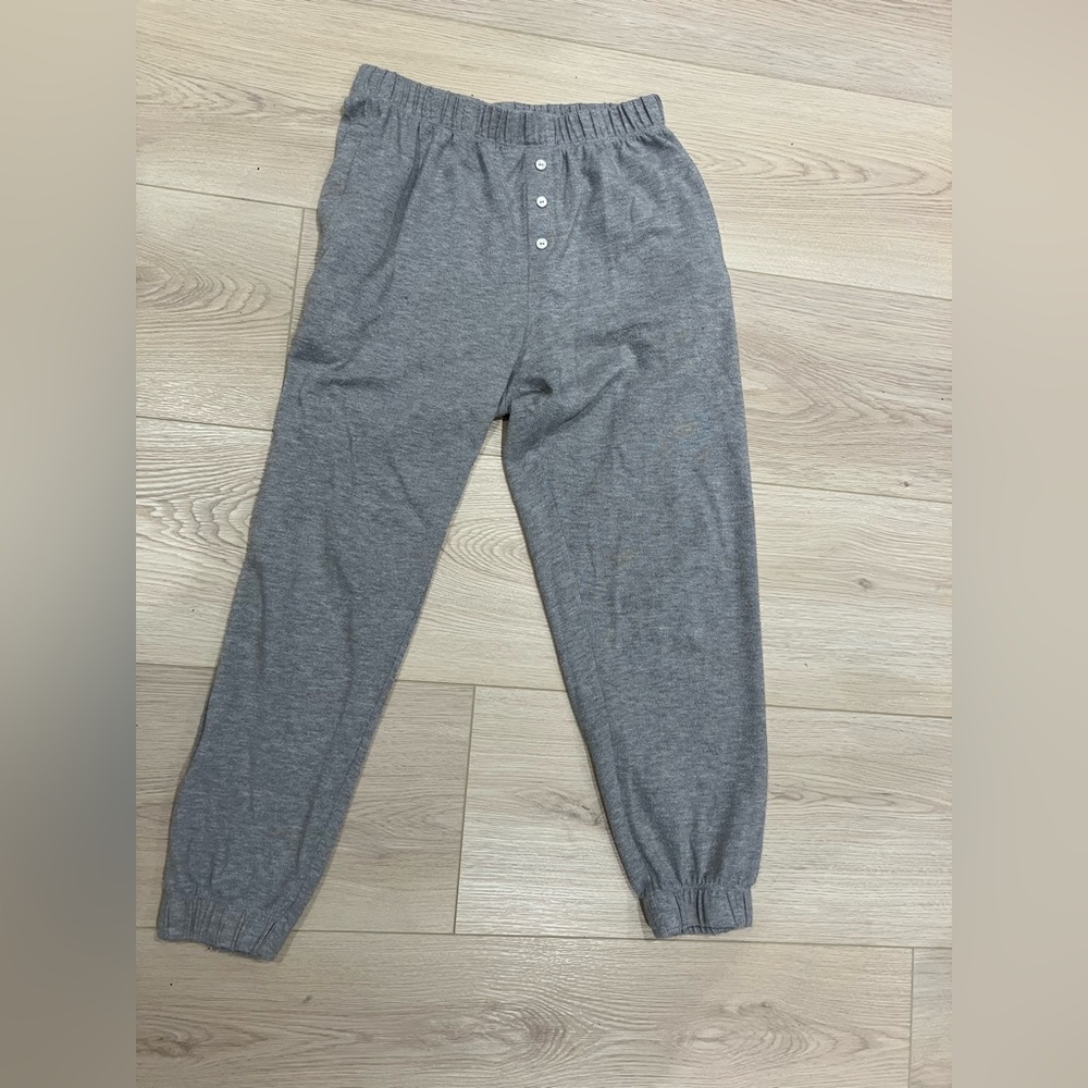 DONNI. Light Gray Elastic Waist Henley Pants